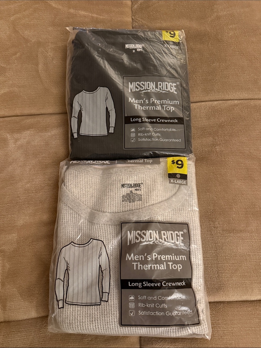 Mission Ridge Men’s Premium Thermal Top - Black or Gray